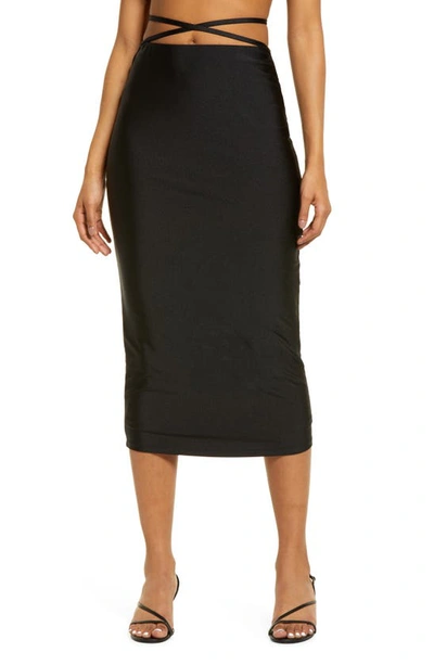 Shop Afrm Saoirse Knit Pencil Skirt In Noir