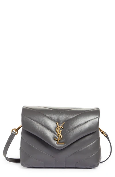 Shop Saint Laurent Toy Loulou Quilted Leather Crossbody Bag In Storm