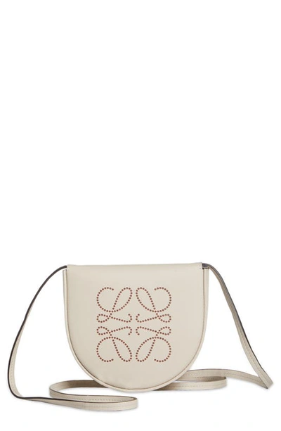 Shop Loewe Small Heel Logo Leather Crossbody Bag In Light Oat/ Tan