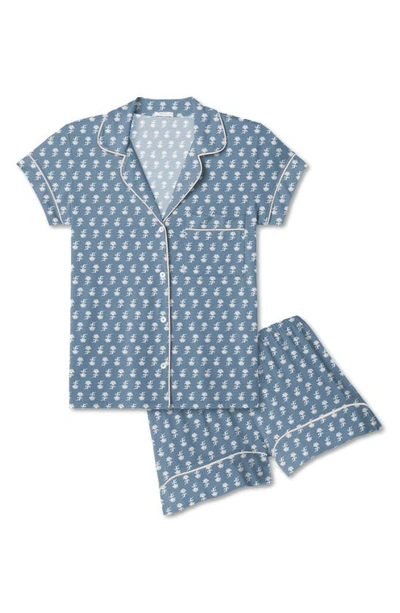 Shop Eberjey Sleep Chic Short Pajamas In Daisy Blue Shadow/ Bellini