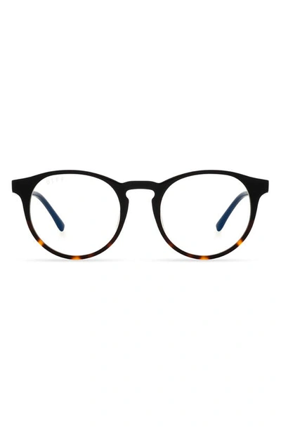Shop Diff Sawyer 47mm Round Optical Glasses In Black / Tortoise/ Clear