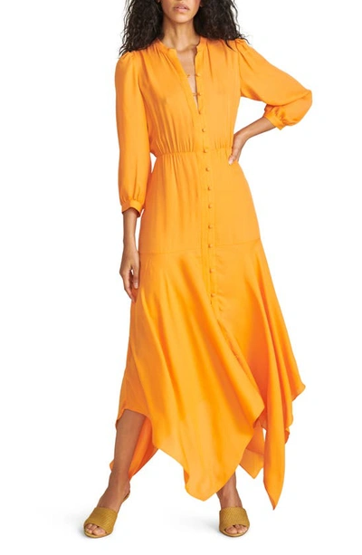 Shop Veronica Beard Roksanda Handkerchief Hem Silk Blend Dress In Tangerine