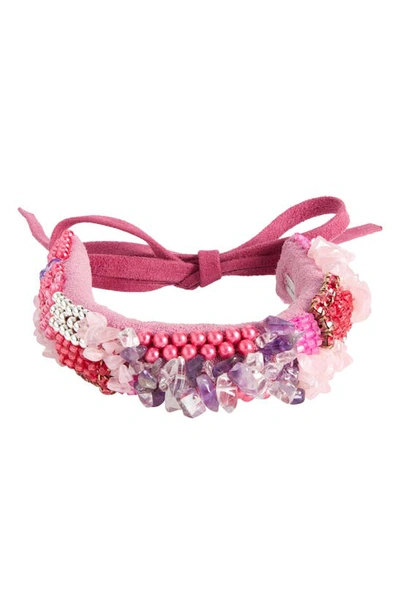 Shop Isabel Marant Mixed Media Tie Bracelet In Pink