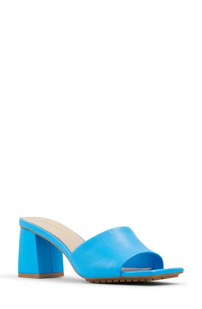Shop Aldo Velalith Block Heel Slide Sandal In Blue Leather