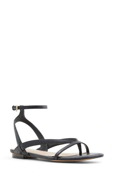 Shop Aldo Rhigoni Ankle Strap Sandal In Black Faux Leather