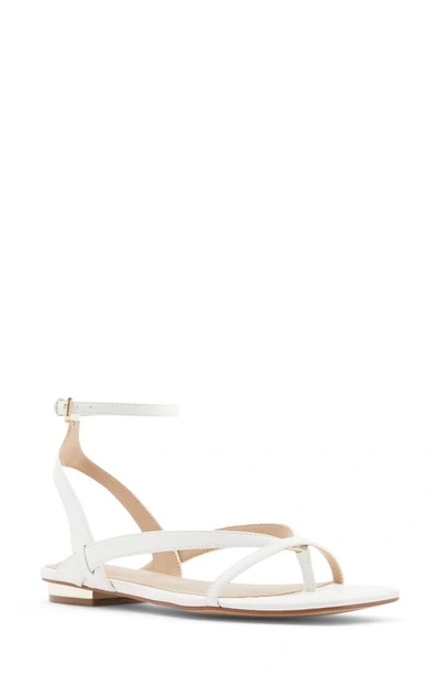 Shop Aldo Rhigoni Ankle Strap Sandal In White Faux Leather