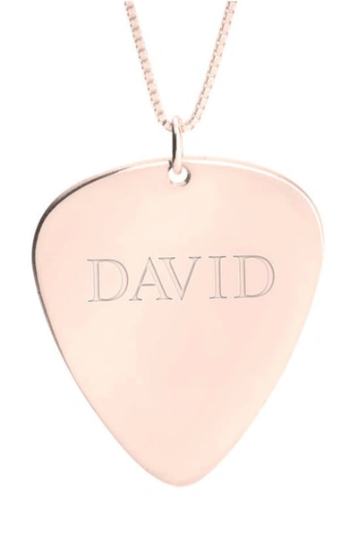 Shop Melanie Marie Personalized Guitar Pick Pendant Necklace In Rose Gold Plated