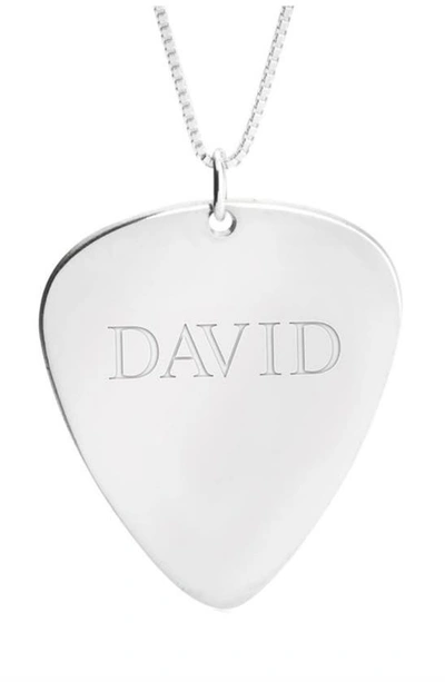 Shop Melanie Marie Personalized Guitar Pick Pendant Necklace In Sterling Silver
