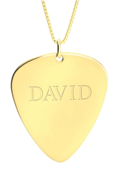 Shop Melanie Marie Personalized Guitar Pick Pendant Necklace In Gold Plated