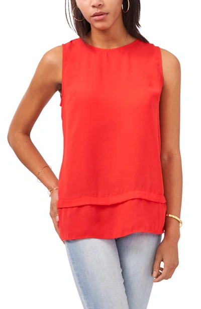Shop Vince Camuto Layered Sleeveless Blouse In Red Hot