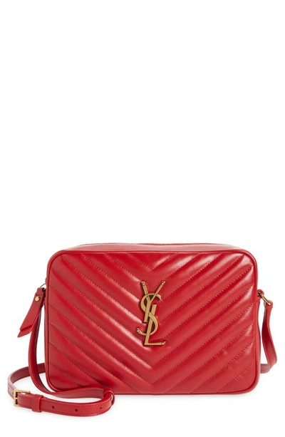 Shop Saint Laurent Lou Quilted Leather Camera Bag In Rouge Eros