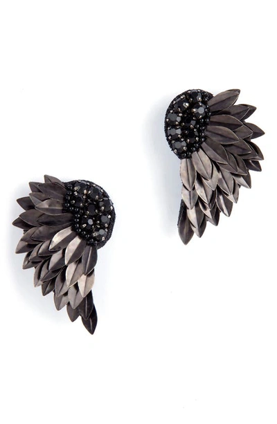 Shop Deepa Gurnani Perry Wing Drop Earrings In Black