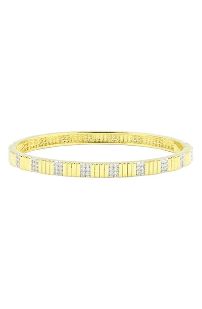 Shop Freida Rothman Sleek Pavé Hinge Bangle In Silver/ Gold
