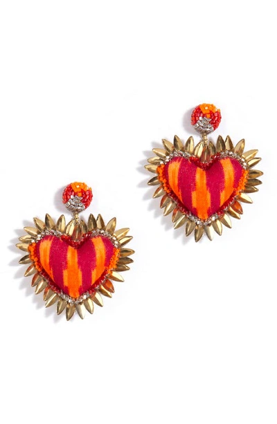 Shop Deepa Gurnani Prisha Heart Drop Earrings In Orange