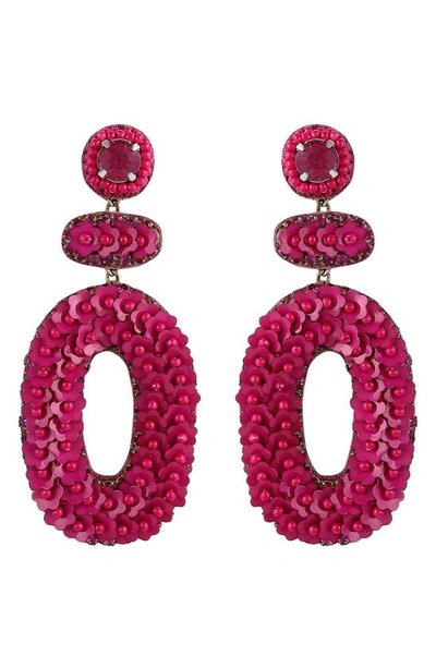 Shop Deepa Gurnani Britt Floral Drop Earrings In Fuchsia