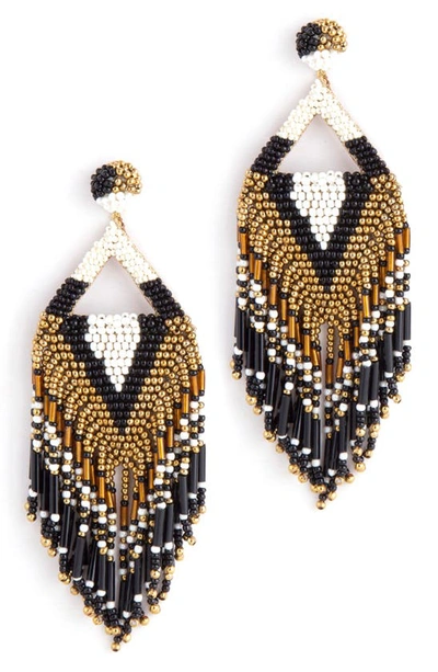Shop Deepa Gurnani Bina Beaded Tassel Drop Earrings In Gold