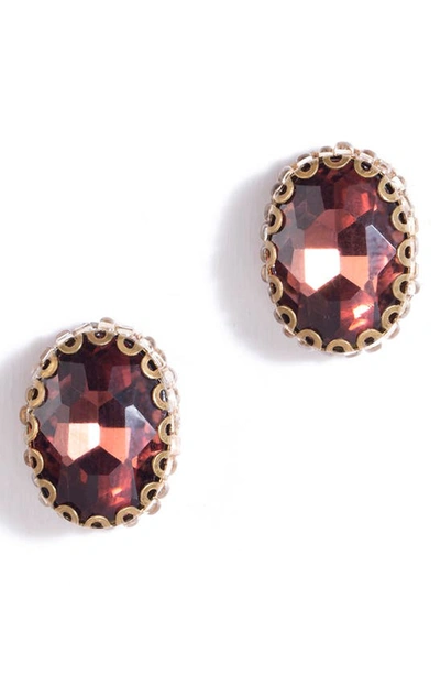 Shop Deepa Gurnani Aria Oval Crystal Stud Earrings In Amethyst