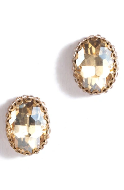 Shop Deepa Gurnani Aria Oval Crystal Stud Earrings In Gold
