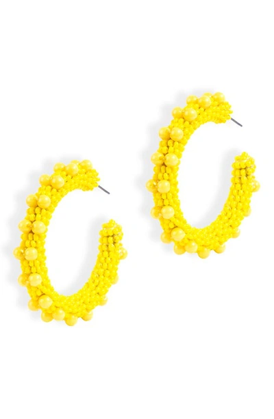 Shop Deepa Gurnani Vidya Beaded Hoop Earrings In Yellow