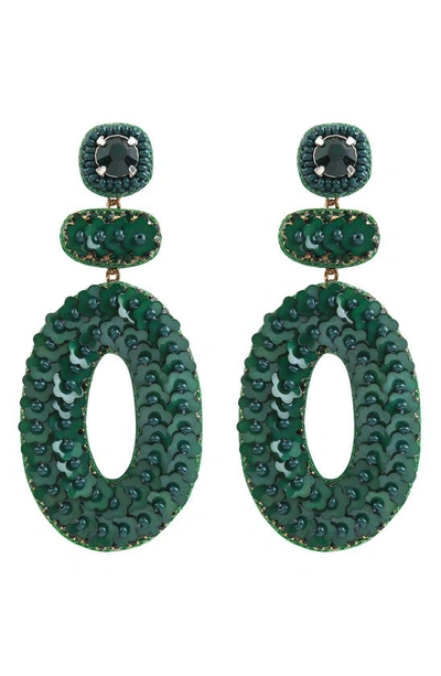 Shop Deepa Gurnani Britt Floral Drop Earrings In Green