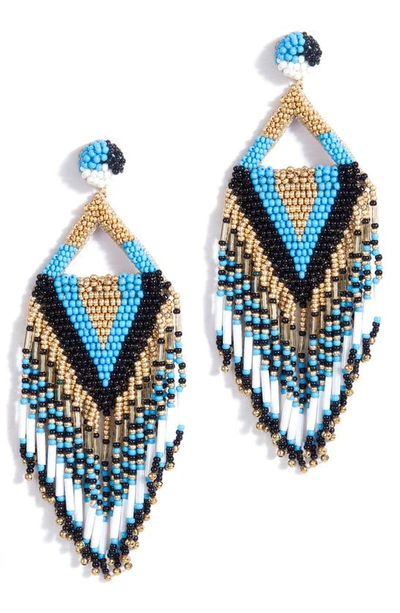 Shop Deepa Gurnani Bina Beaded Tassel Drop Earrings In Turquoise