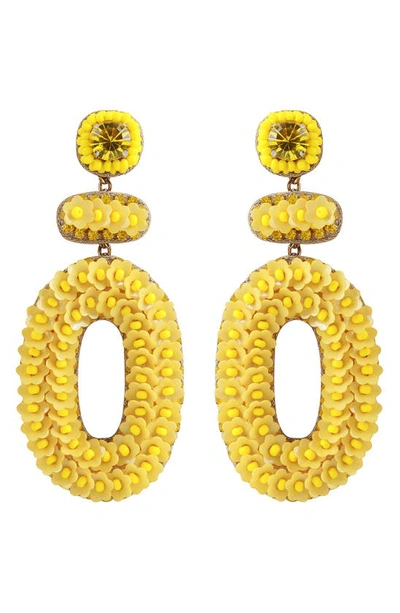 Shop Deepa Gurnani Britt Floral Drop Earrings In Yellow