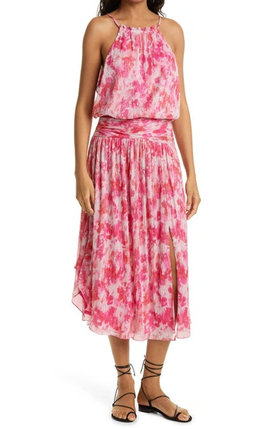 Shop Ramy Brook Alexa Print Sleeveless Drop Waist Dress In Rose Pink Combo