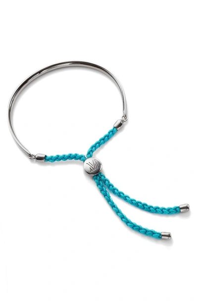 Shop Monica Vinader Fiji Friendship Bracelet In Silver/ Turquoise