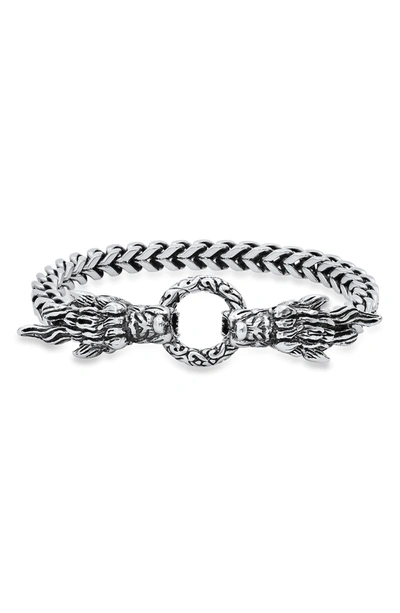 Shop Hmy Jewelry Stainless Steel Stone Dragon Head Bracelet In Metallic
