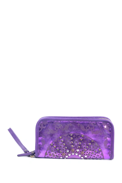 Shop Old Trend Mola Leather Clutch In Violet Metallic
