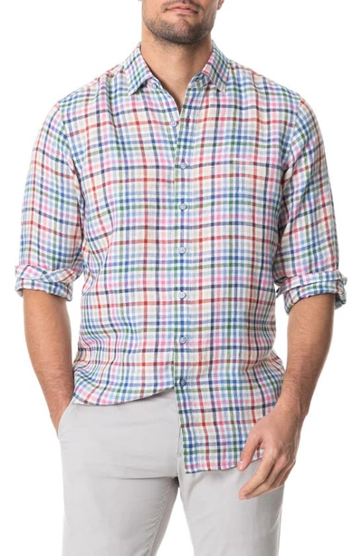 Shop Rodd & Gunn Logantown Check Linen Button-up Shirt In Ivory