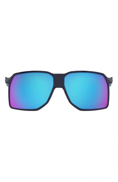 Shop Oakley Portal 59mm Polarized Mirrored Square Sunglasses In Navy/ Prizm Sapphire