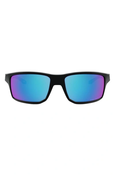 Shop Oakley Gibston 61mm Polarized Wrap Sunglasses In Matte Black/ Prizm Sapphire