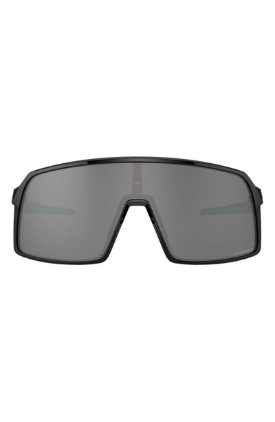 Shop Oakley Sutro 137mm Shield Sunglasses In Polished Black/ Prizm Black