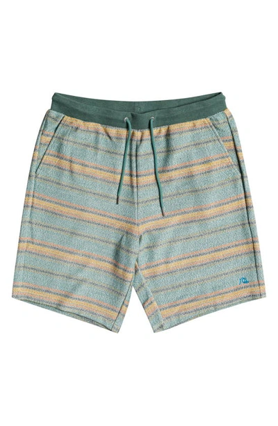 Shop Quiksilver Great Otway Terry Cloth Shorts In Blue Spruce Great Otway