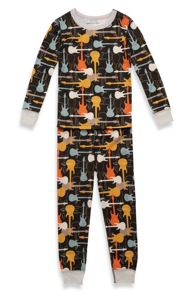 Pajamas For Peace Kids' Rock Out Fitted Two-piece Pajamas In Black