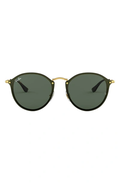 Shop Ray Ban Blaze 59mm Round Sunglasses In Gold/ Green