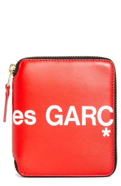 Shop Comme Des Garçons Huge Logo Zip Around Wallet In Red