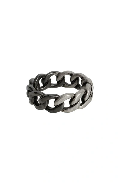 Shop Allsaints Sterling Silver Chain Ring In Hematite