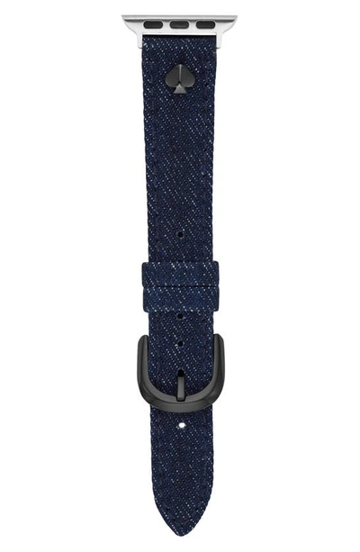 Shop Kate Spade Croc Embossed Leather Apple Watch® Band In Blue