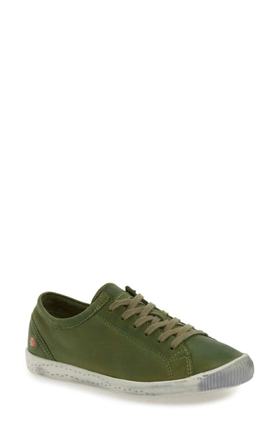 Shop Softinos By Fly London Isla Distressed Sneaker In Forest Green Washed Leather