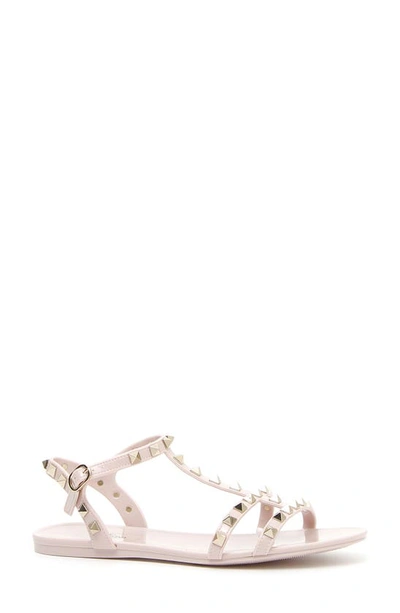 Shop Valentino Rockstud T-strap Sandal In Water Rose