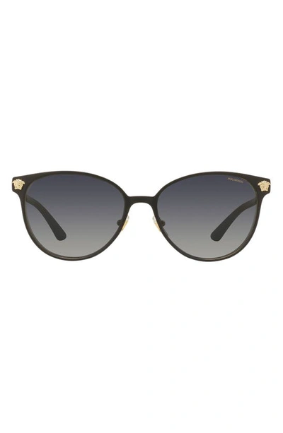 Shop Versace 57mm Gradient Cat Eye Sunglasses In Black/ Gold/ Black Gradient