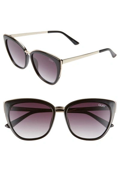 Shop Quay Honey 55mm Cat Eye Sunglasses In Gold/ Black/ Smoke