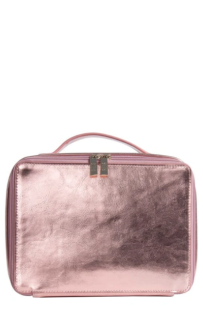 Shop Beis Travel Cosmetics Case In Pink Sparkle