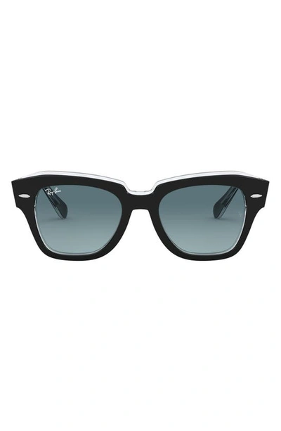 Shop Ray Ban State Street 49mm Gradient Square Sunglasses In Black/ Blue Gradient Grey
