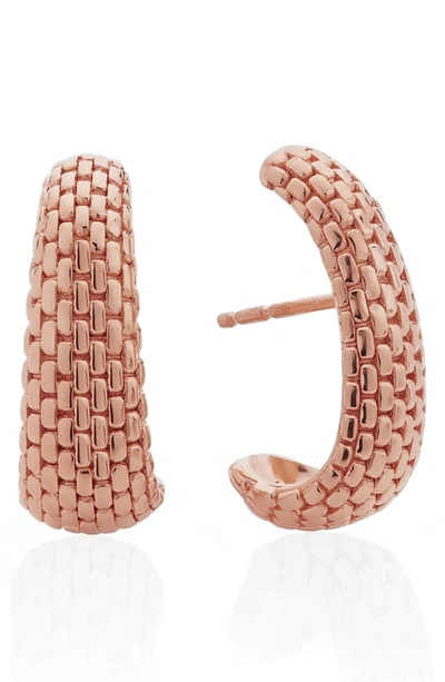 Shop Monica Vinader Woven Earrings In Rose Gold