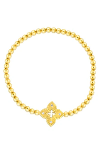 Roberto Coin 18k Yellow Gold Venetian Princess Diamond Small Flower Bracelet In Yellow Gold