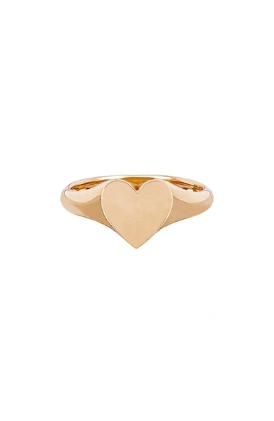 Shop Ef Collection Heart Signet Ring In Rose Gold