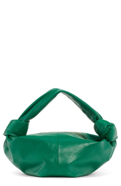 Shop Bottega Veneta Mini Leather Hobo In Racing Green/ Gold